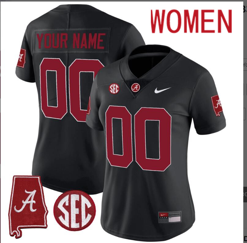 Women Alabama Crimson Tide Vapor Limited black Custom 2024 Nike NCAA Jersey